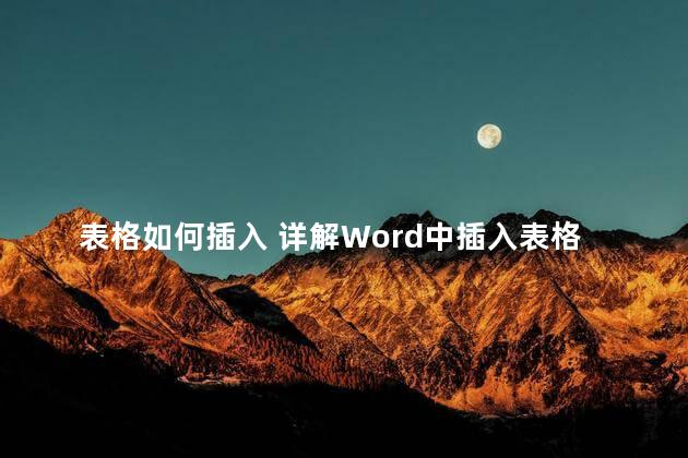 表格如何插入 详解Word中插入表格的方法